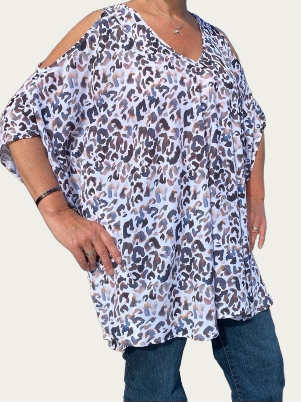 SMYM Cold Shoulder Animal Print / Cheetah Tunic Size M Show Me Your Mumu